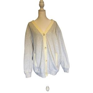 Victorias Secret PINK Premium Fleece Boyfriend Cardigan Sweatshirt Gray Large